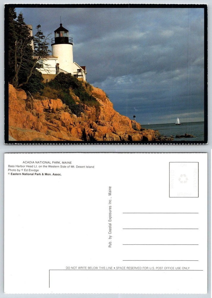 Acadia National Park Maine BASS HARBOR HEAD LIGHTHOUSE Postcard V368-image