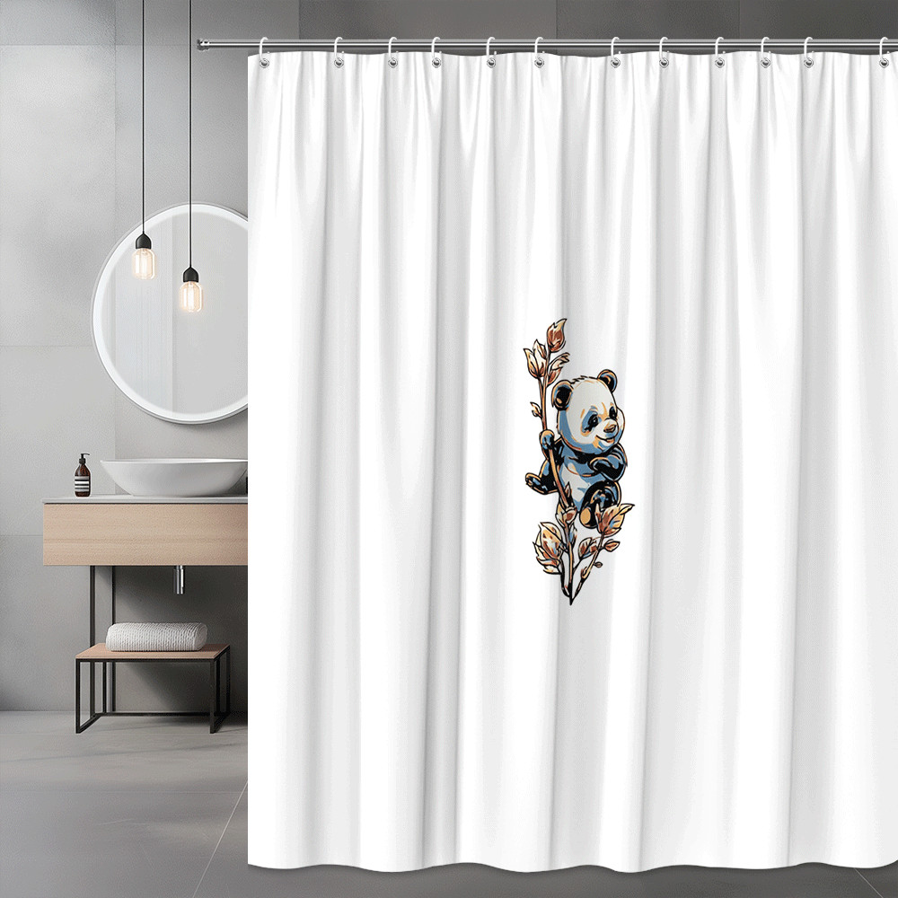Panda Floral Shower Curtain Graphic Animal Print