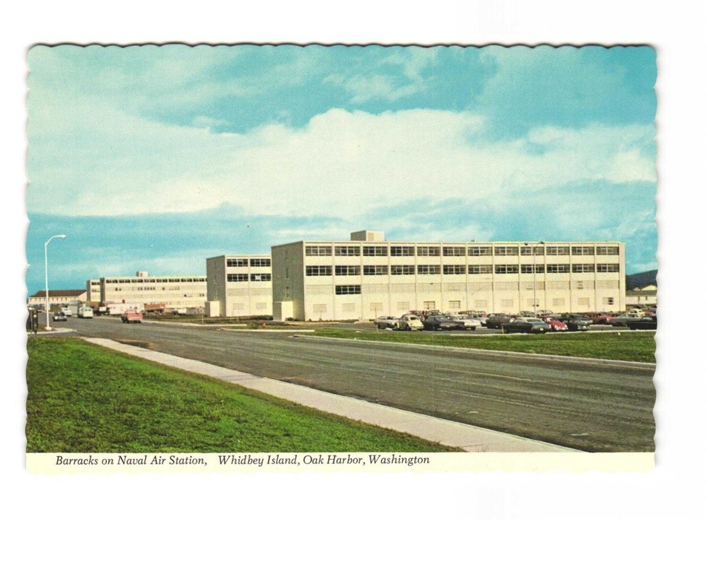 Barracks on Naval Air Station WHIDBEY Island Oak Harbor Washington VTG postcard