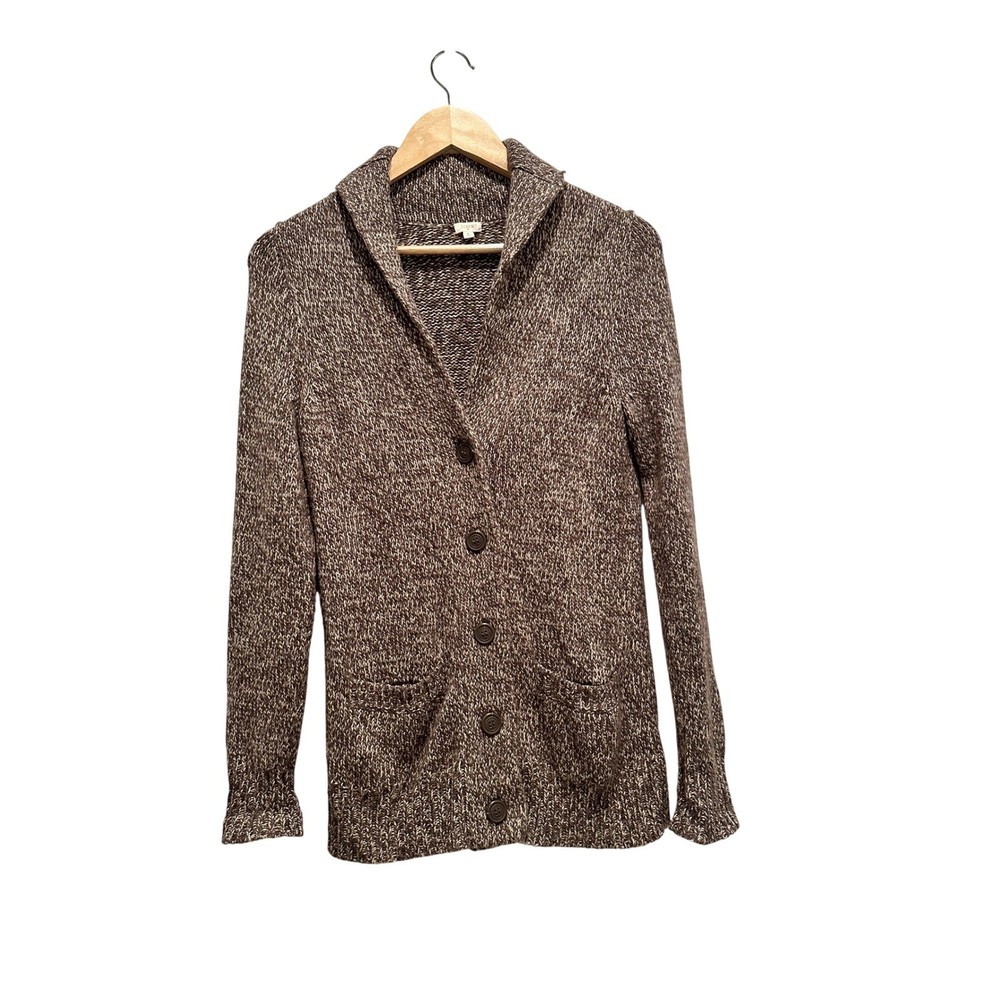 J.Crew Womens Brown Marled Wool Cashmere Cardigan Sweater Small