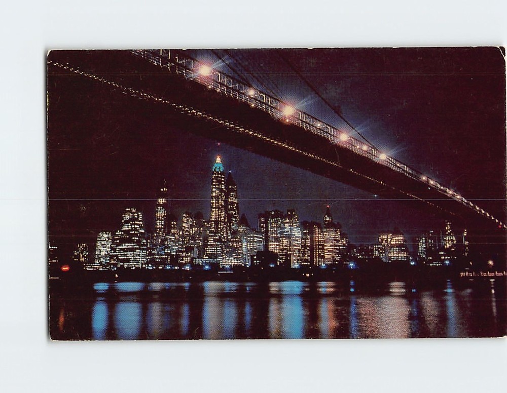 Postcard Brooklyn Bridge and Lower Manhattan NYC New York City USA North America