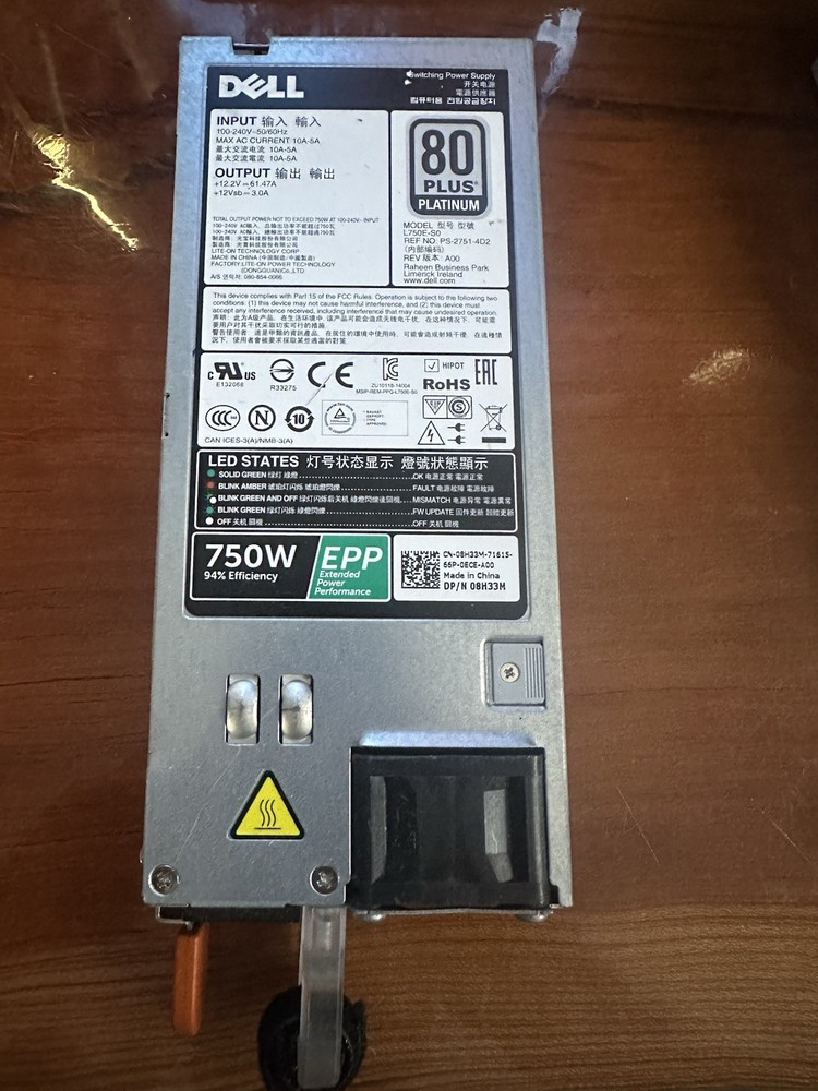 Dell 750w 80 Plus Platinum Psu