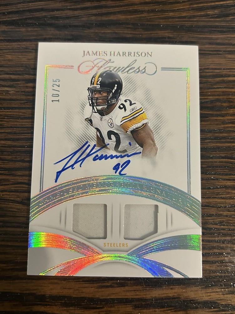 2021 Panini Flawless James Harrison Game Used Patch Auto /25 Steelers #10/25