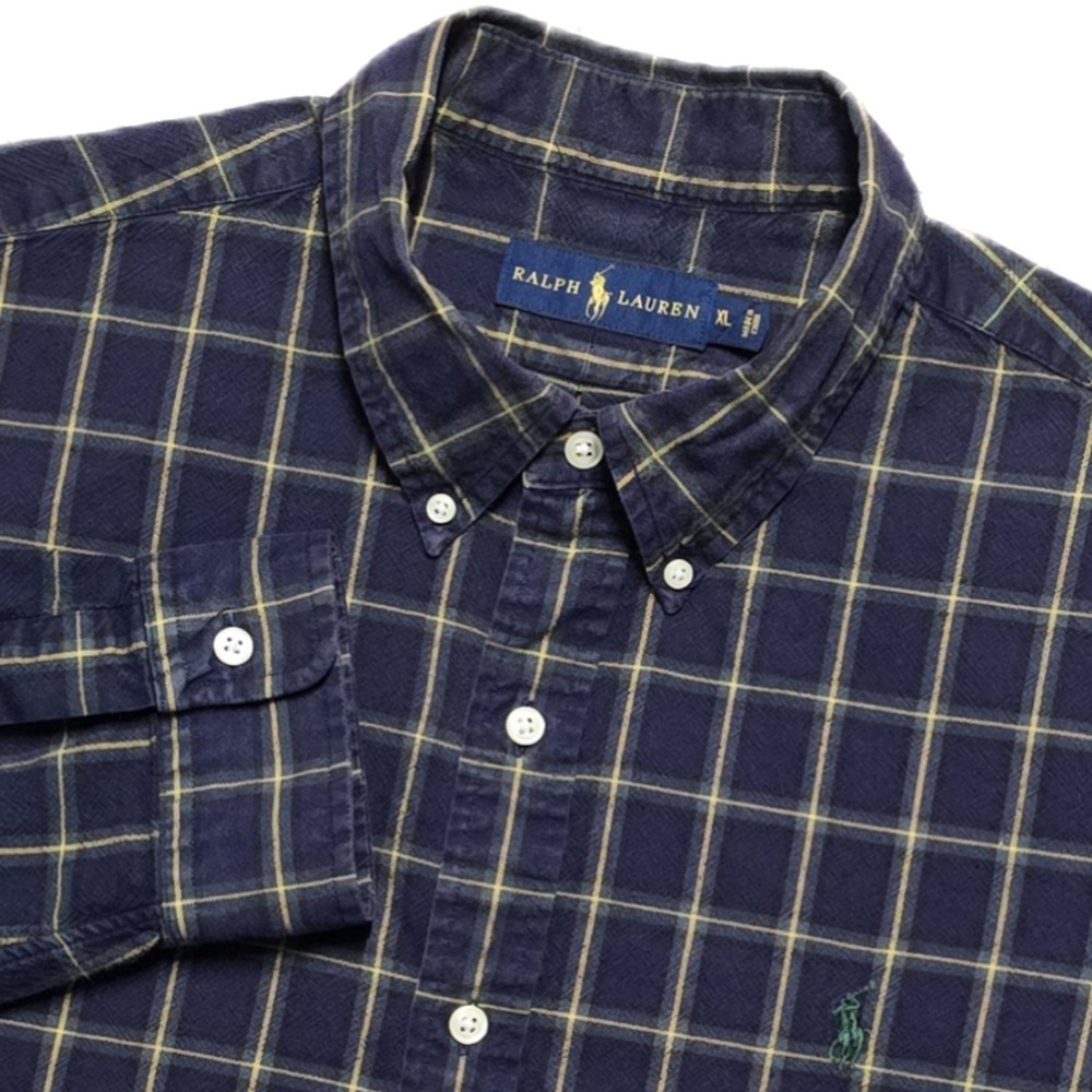 Ralph Lauren Oxford Shirt Mens XL Tartan Plaid Button Down EUC