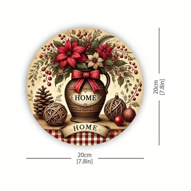 787inch Farmhouse Style Aluminum Round Sign Impatiens Design