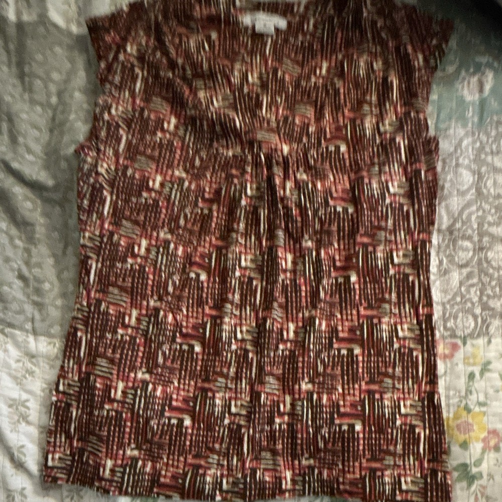 Liz Claiborne Women's M Strapless Shift Dress Abstract Red/Black/White Smocked