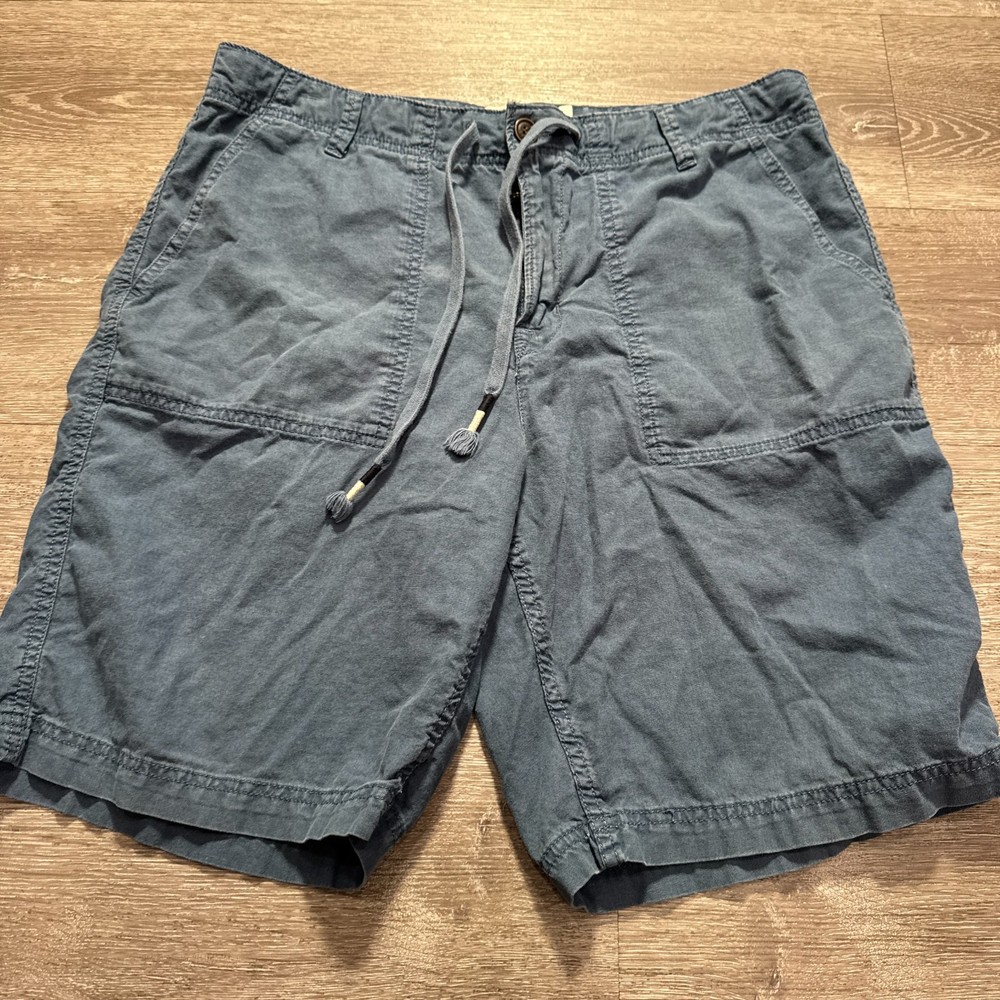 Lucky Brand Shorts Mens 34 Blue Linen Cargo Drawstring Casual Lounge Costal 10