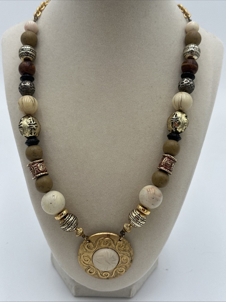 Vintage Unique Beaded Pendant Necklace