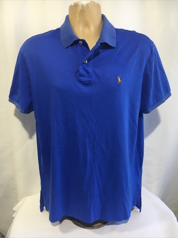 Polo Ralph Lauren Shirt Adult Large Blue Pima Soft Touch Preppy Pony Logo Men L