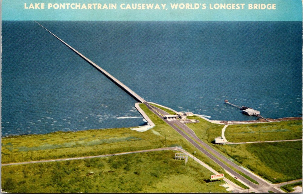 Dr Jim Stamps Postcard Lake Pontchartrain Causeway Worlds Longest Bridge