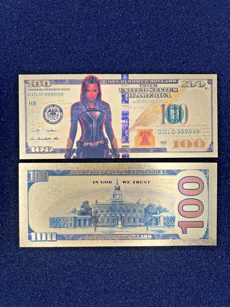 Black Widow - 24k Gold Foil Banknote - Super Hero Tv Show/Movie Character