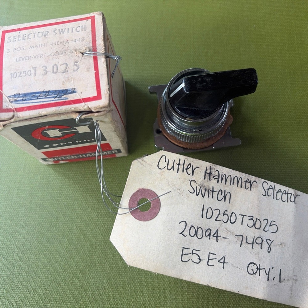 *NOS* 10250T3025 Cutler Hammer 3-Position Selector Switch Operator