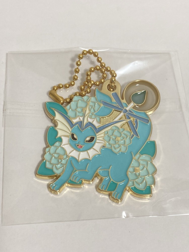 Pokemon Vaporeon Eevee & Floral Candy Metal Keychain Charm Japan Exclusive New