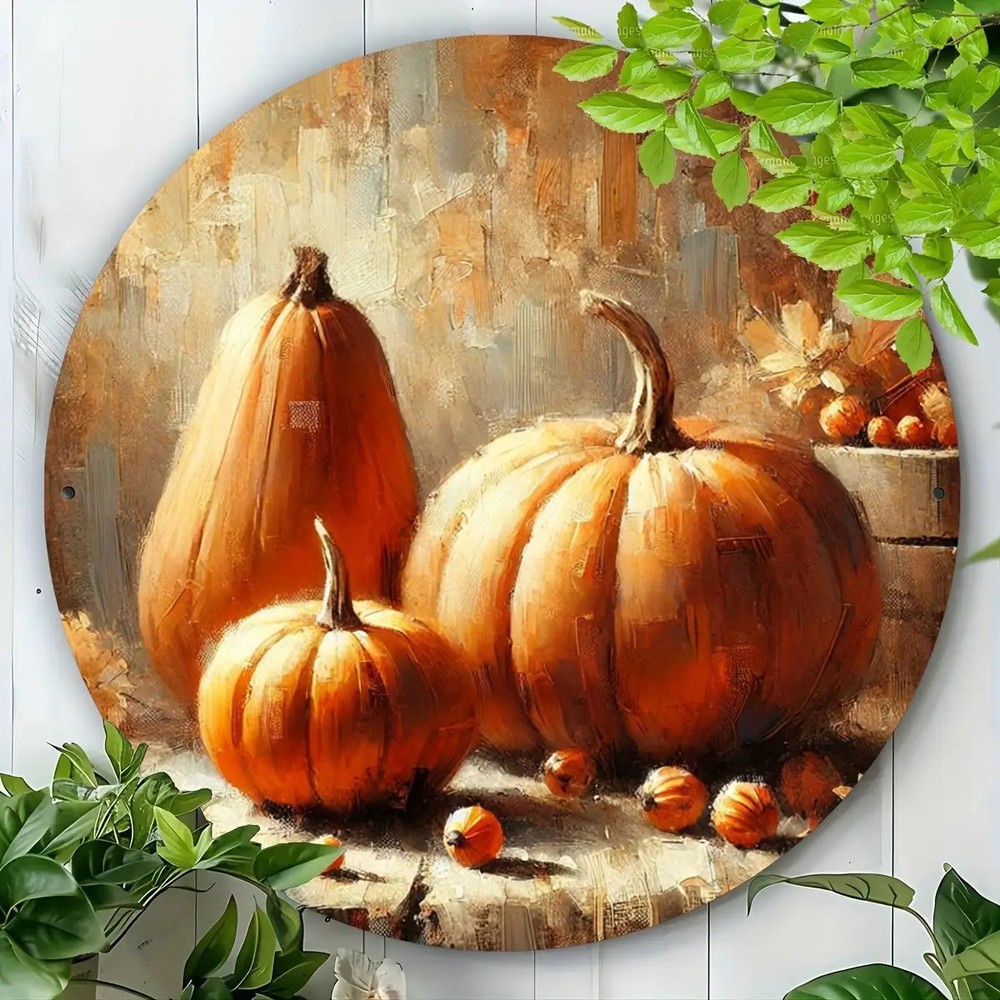 787inch Round Farmhouse Pumpkin Painting Autumn Colors