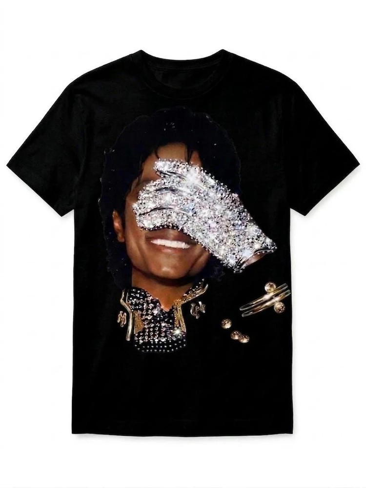 Michael Jackson King Of Pop Rhinestone Graphic T Shirt