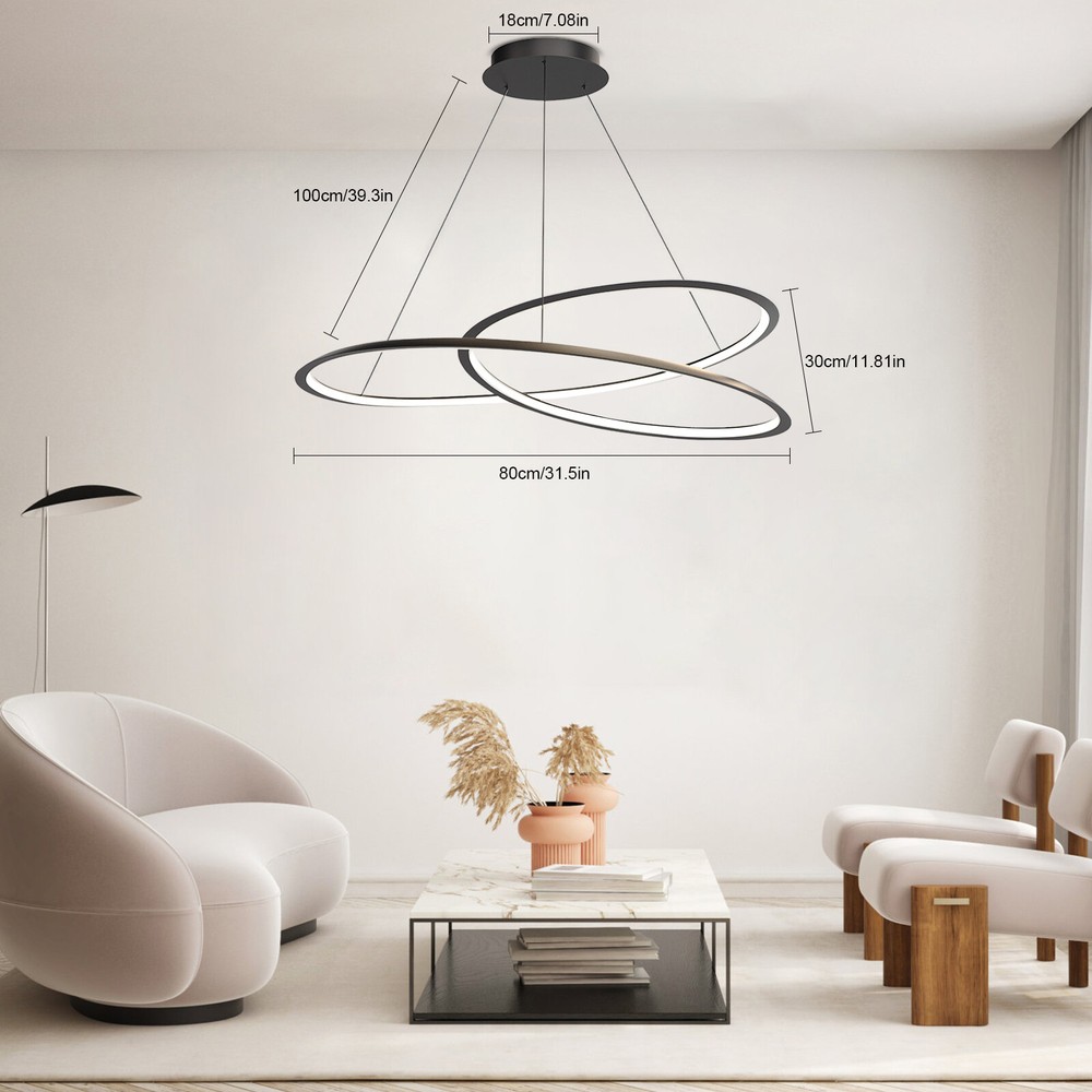 Modern Dimmable LED Pendant Light with Remote and Adjustable Height - Geometric Chandelier