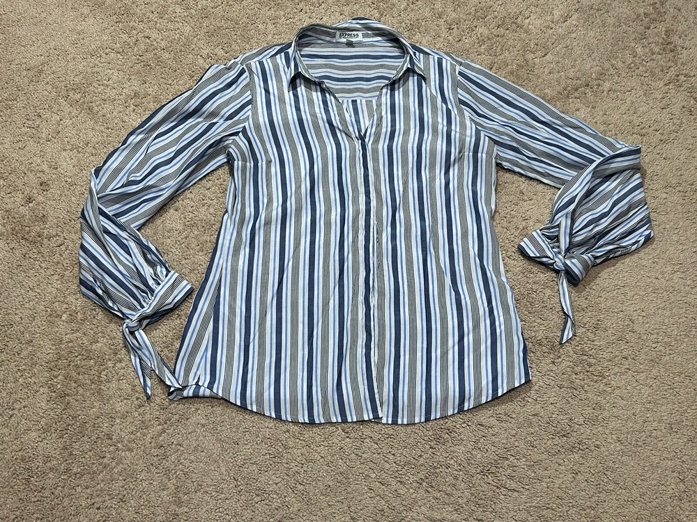 Express Womens Shirt Size Medium Multicolor Striped Portofino Slim Fit Classic
