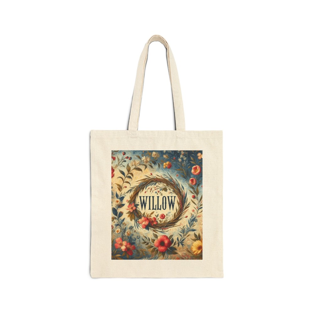 Cotton Canvas Tote Bag Personalized WILLOW Tote Bag Soft Florals Design 1 Gift