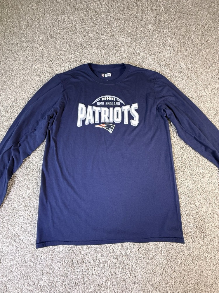 NEW ENGLAND PATRIOTS NFL 100% COTTON LONG SLEEVE T SHIRT MEN'S M L XL NWT BLUE