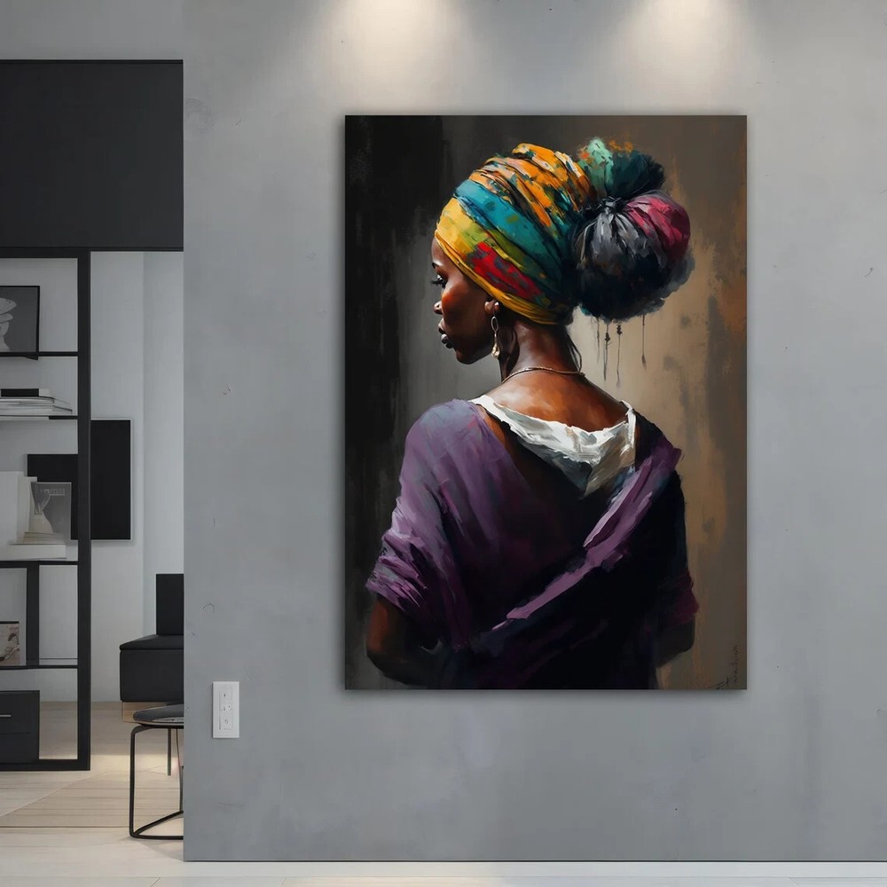 African Woman Ethnic Colorful Painting Unframed Canvas Print Australian Wall Art