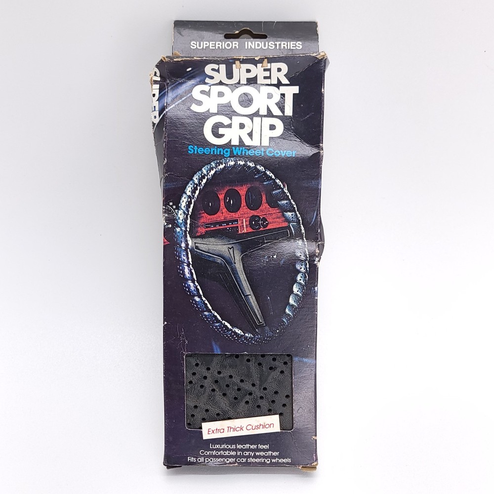Vintage 1974 Black Super Sport Grip Steering Wheel Cover – Premium Quality NEW