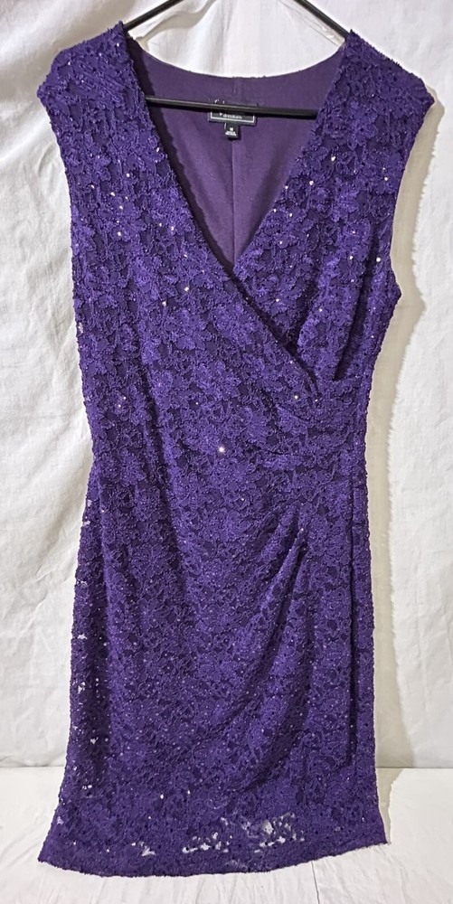 Dressbarn Collection purple party/cocktail pull-over dress lined Size 14