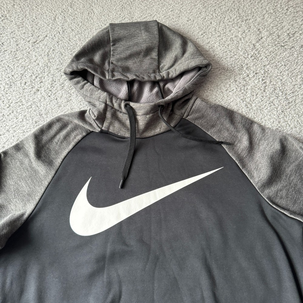 Nike Dri-Fit Medium Gray Center Check Hoodie for Men Outdoor Sweatshirt