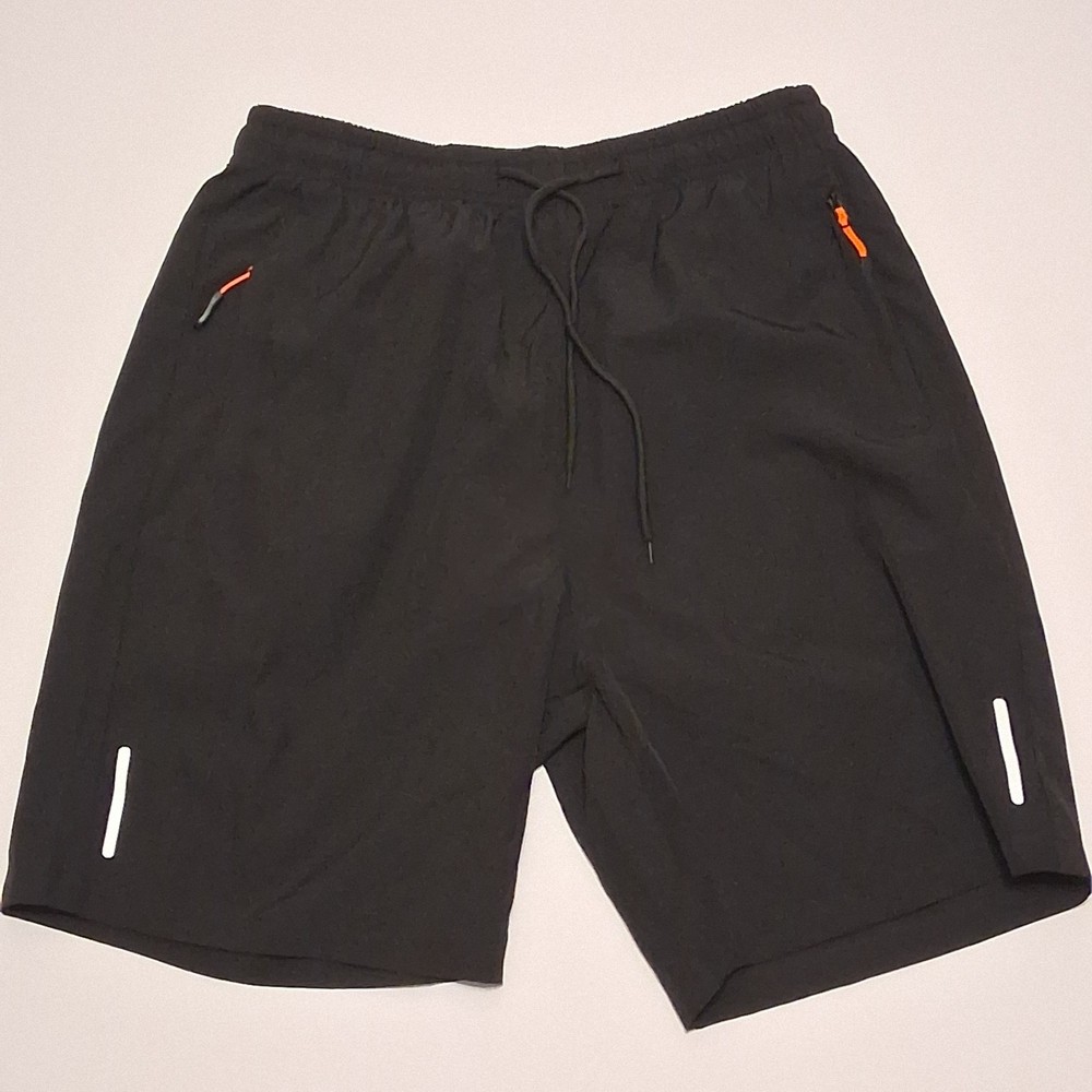 Men's Quick Dry Athletic Running Shorts - XS Black - Zipper Pockets Reflective