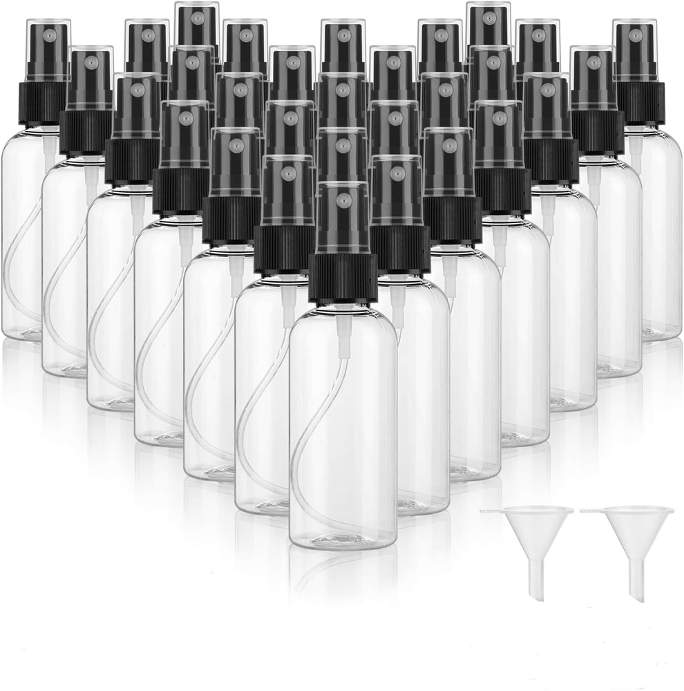 30 Pack 2 Oz Fine Mist Mini Clear Spray Bottles with Pump Spray Cap - for Essent