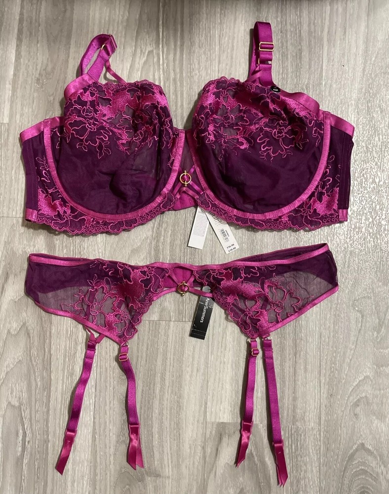 Set - Ann Summers The Truthful Fuller Bust Balcony Bra size 44F  -XL Suspender