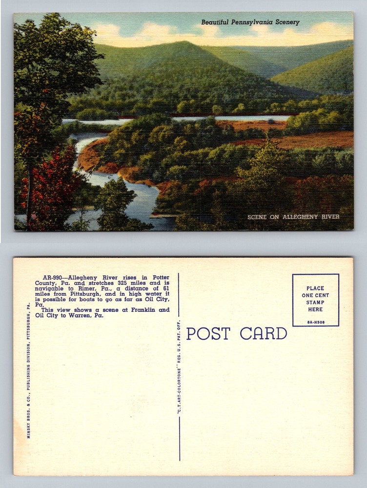 Franklin, PA-Pennsylvania, Allegheny River Scenic Valley View Vintage Postcard