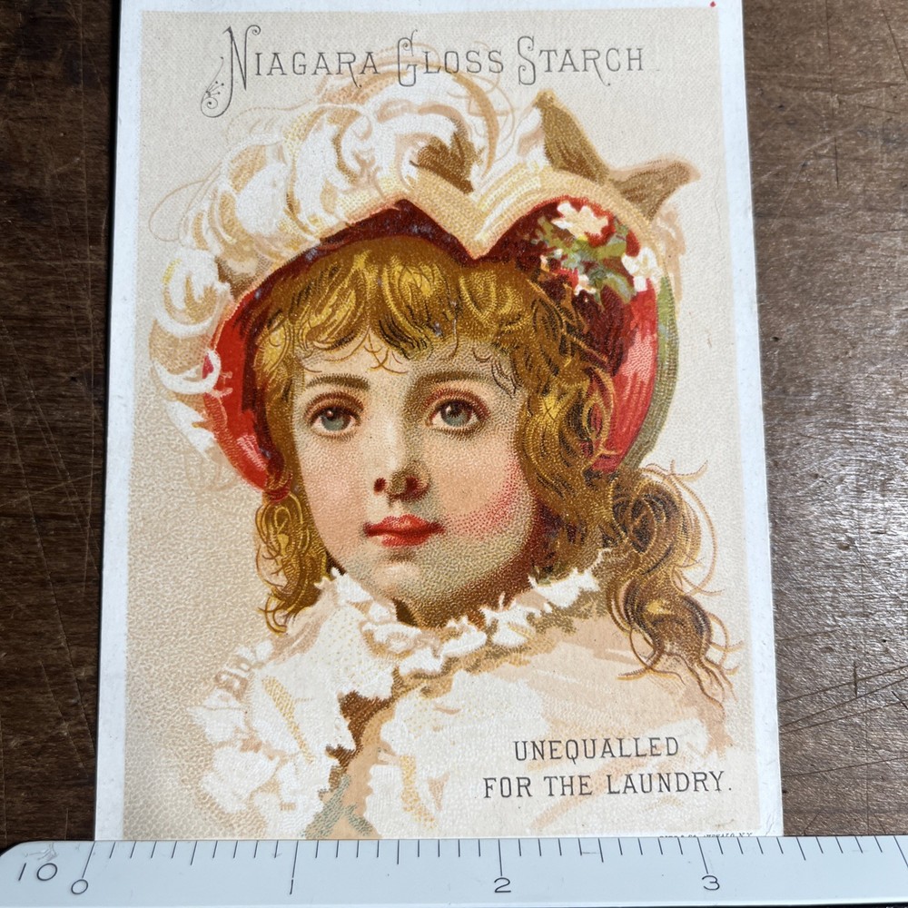 Antique Victorian Trading Card Niagara Gloss Starch - Little Girl - B1