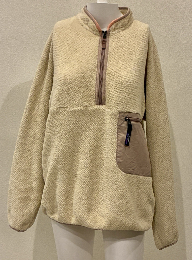 Patagonia Women’s Polartec Fleece Re-Tool 1/2 Zip Pullover L Natural Cozy Hiking