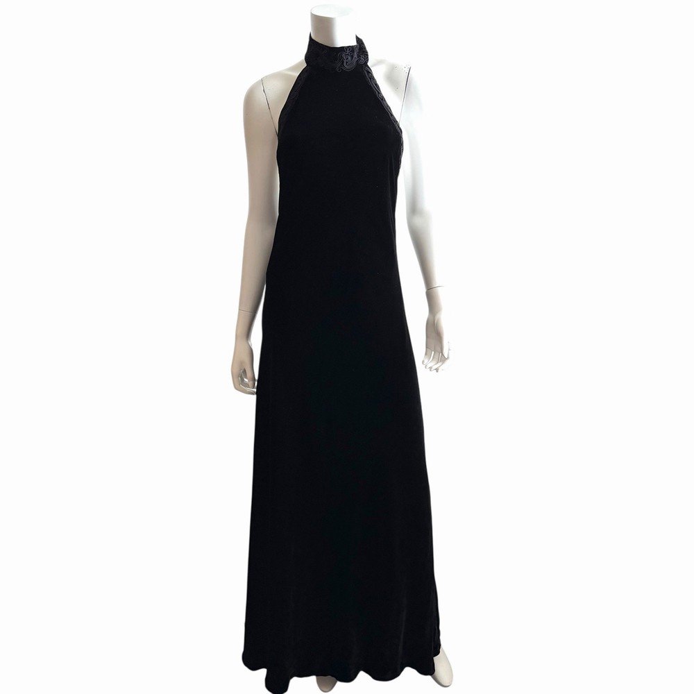 NWT Lauren Ralph Lauren Womens Dress Velvet Halter Neck Gown Size 10 Black New