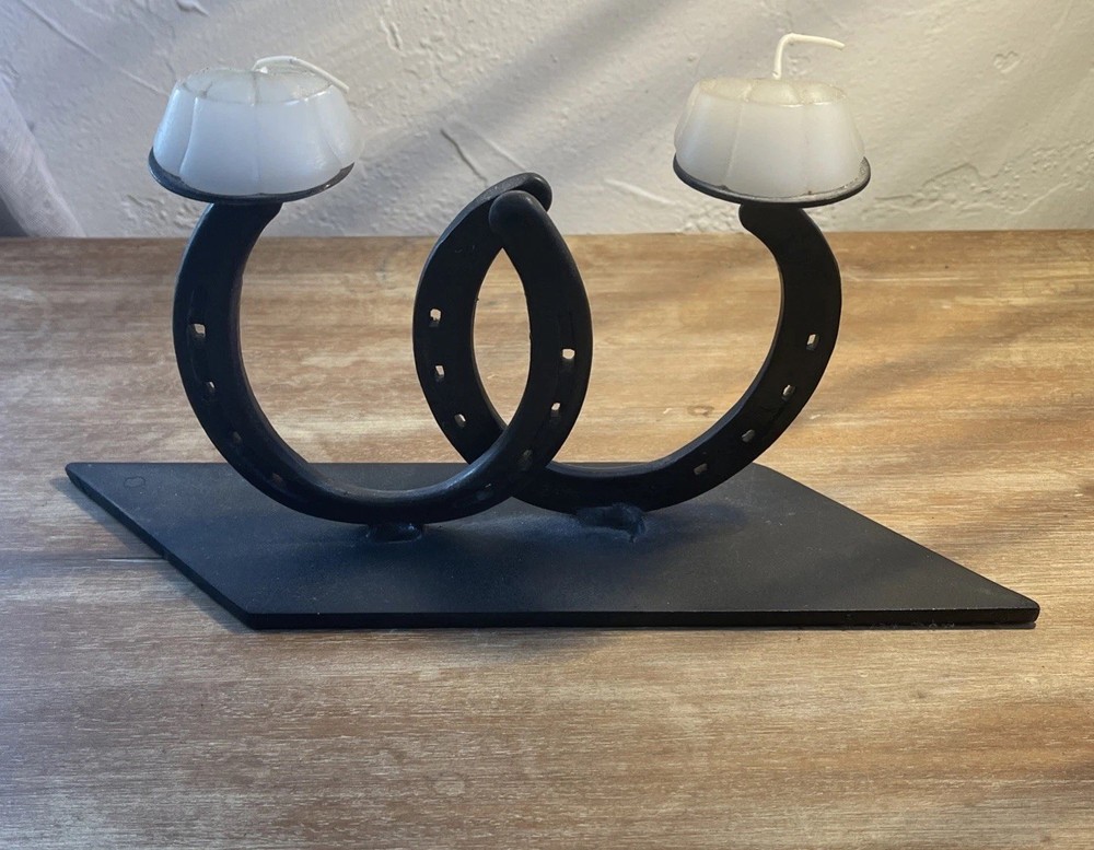 Iron Horseshoe Candle Holder
