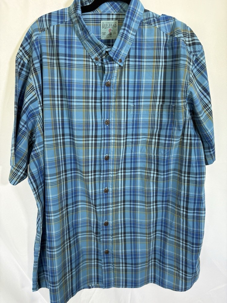 Red Head Brand Shirt Size 2XL Short Sleeve Button Up Plaid