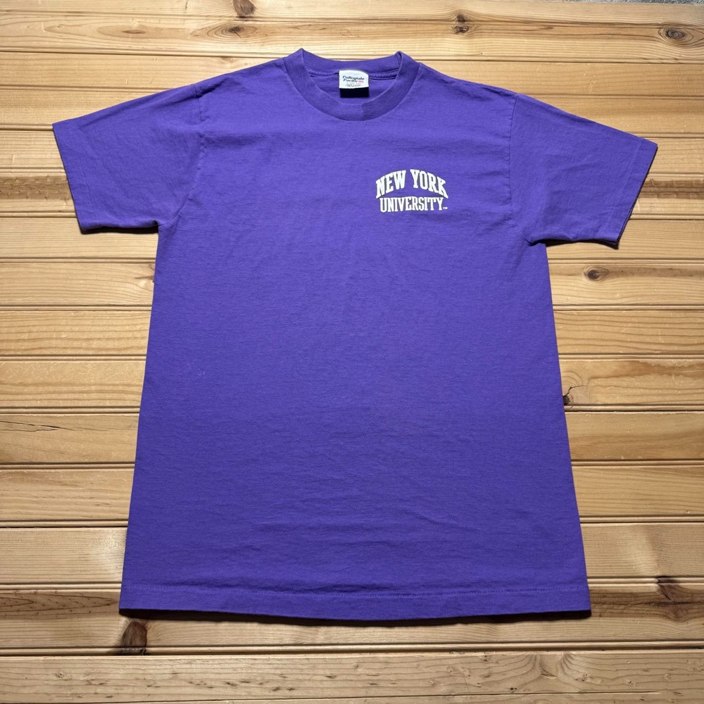 Vintage 80s New York University NYU Collegiate Graphic T-Shirt USA - Size Large