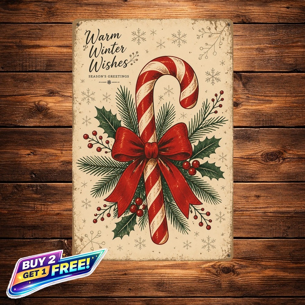 Iron Christmas Ornament Tin Metal Sign Retro Holiday Wall Decoration