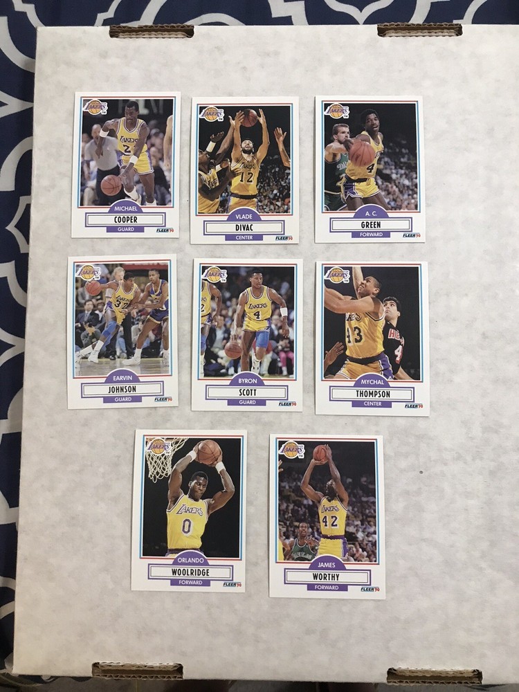 1990 Fleer Basketball Los Angeles Lakers Team Set Magic Worthy Scott (8 Cards)