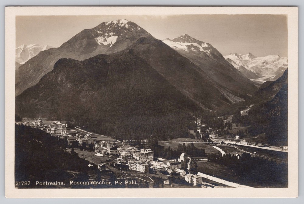 Pontresina Switzerland Roseg Glacier Piz Palü Engadine RPPC Vintage Postcard