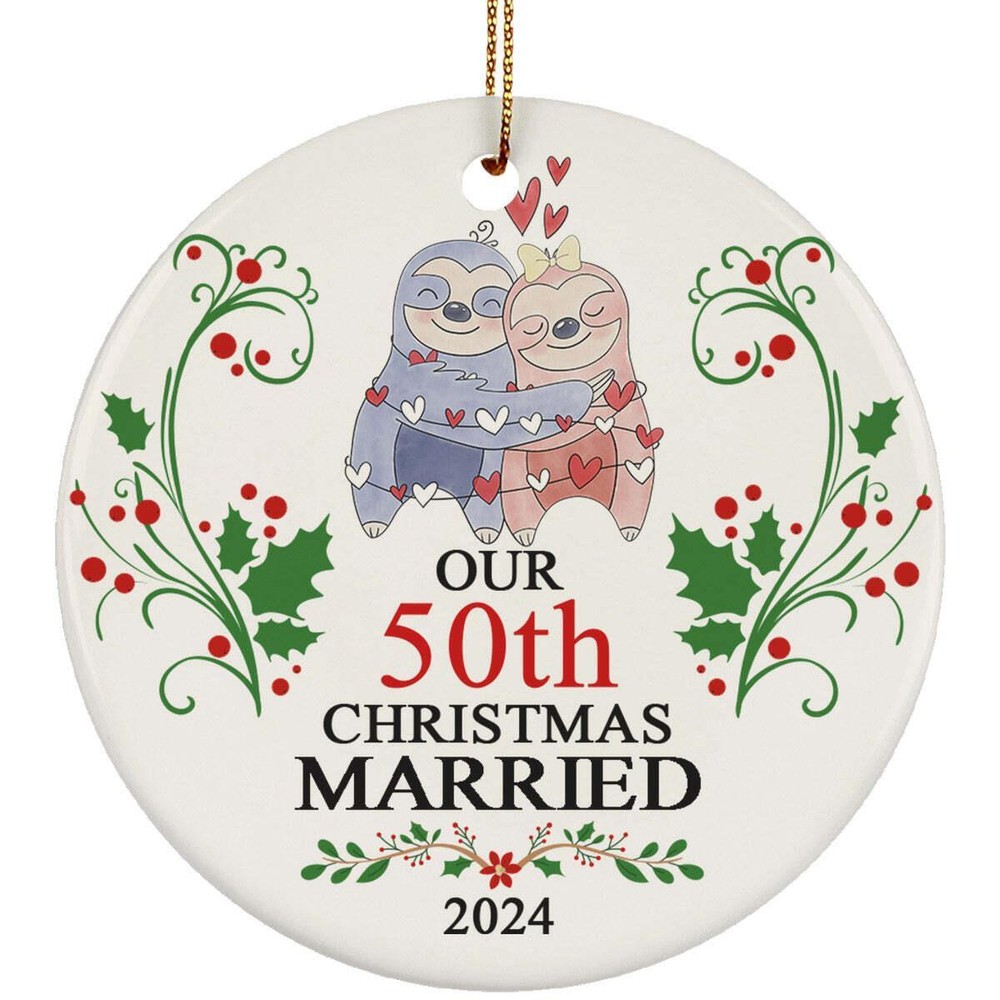 Our 50th Years Christmas Married Ornament Gift 50 Anniversary Funny Sloth Couple