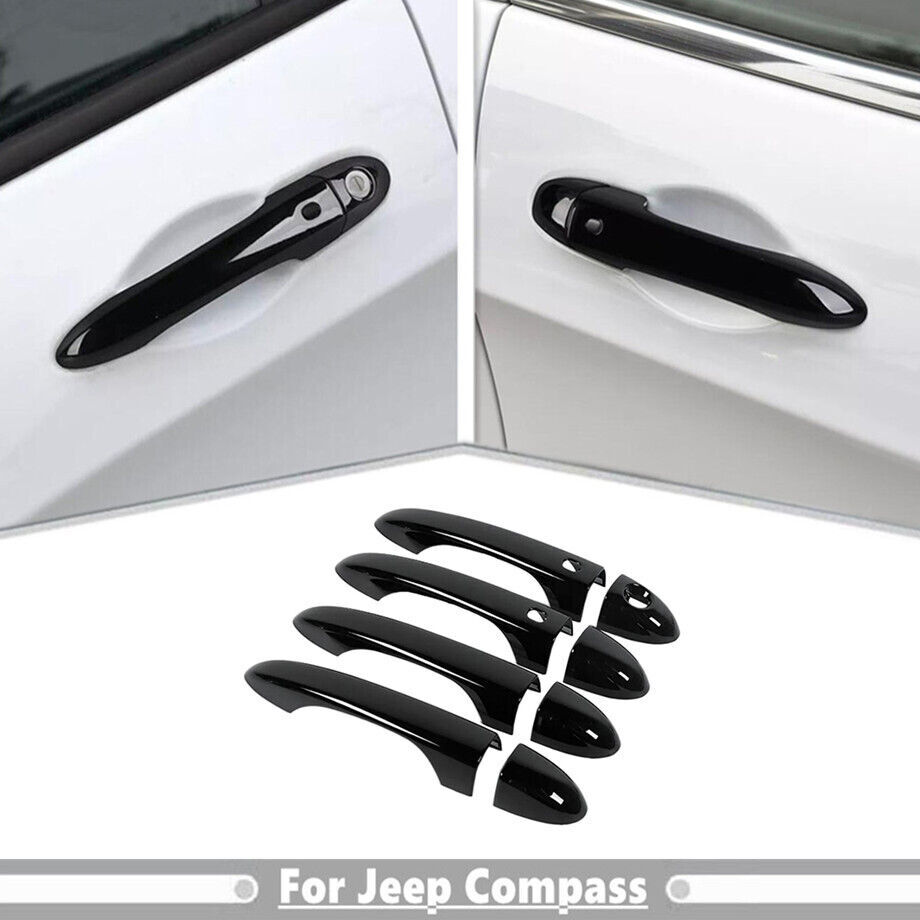 2017-2025 Jeep Compass Glossy Black Door Handle Cover Trim Set of 8