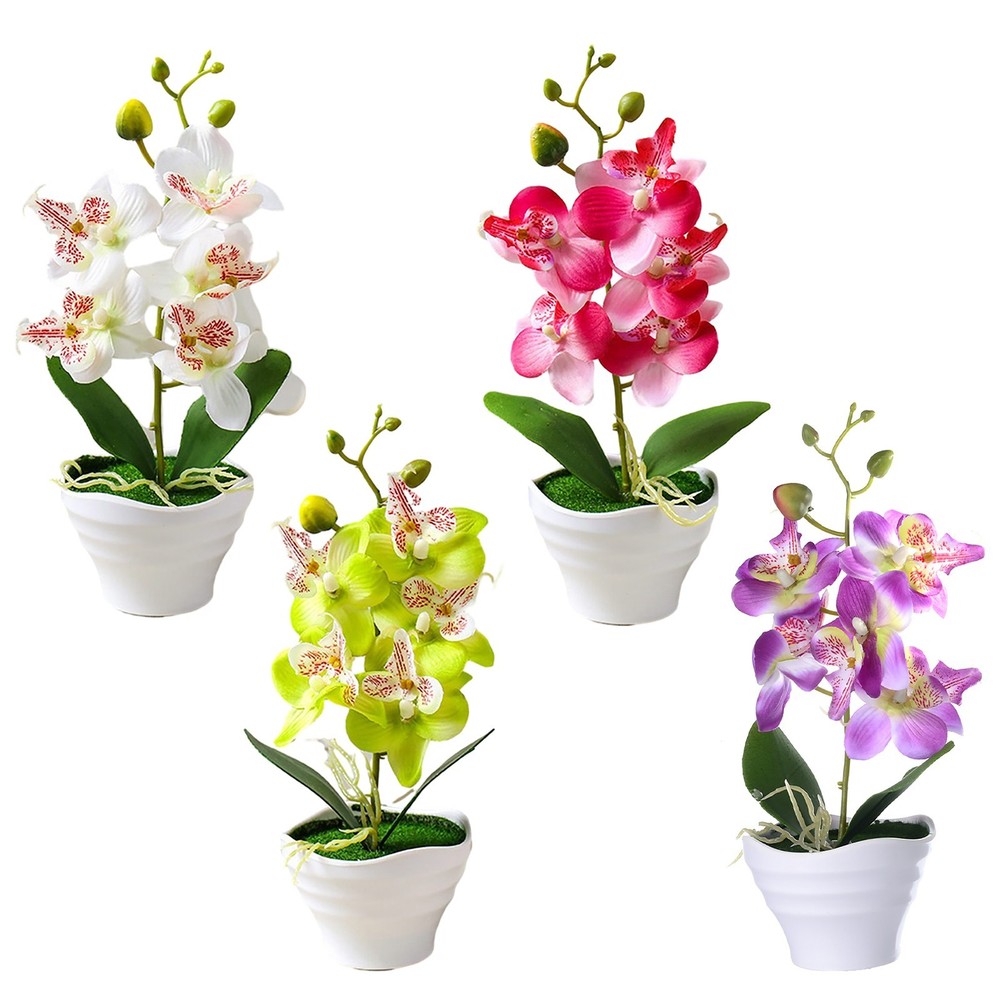 Artificial Phalaenopsis Fake Bonsai Potted Plant Flower Orchid Floral Home Decor