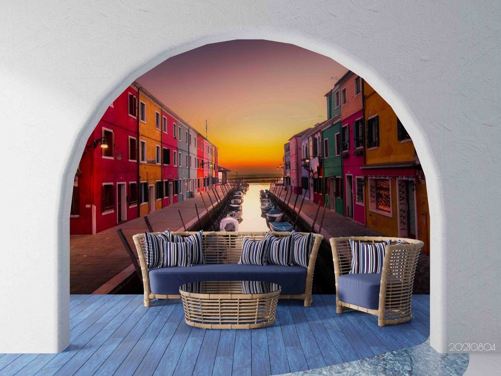 3D City Sunset Landscape Wall Murals Wallpaper Murals Wall Sticker