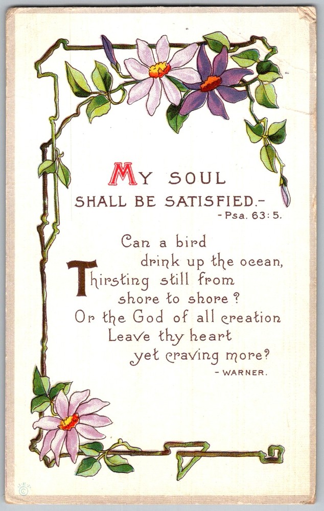 Antique Postcard Religious Floral Verse 1910s