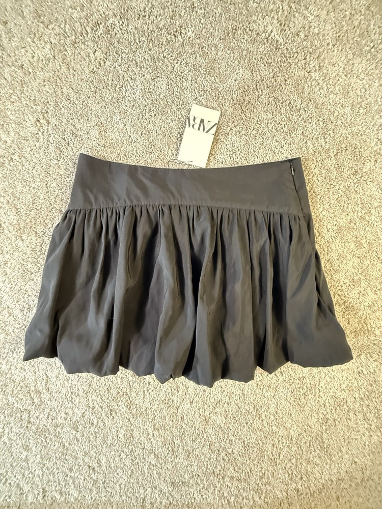 NWT Zara Flare Mini Skirt Womens L Black Pull On Cocktail Party
