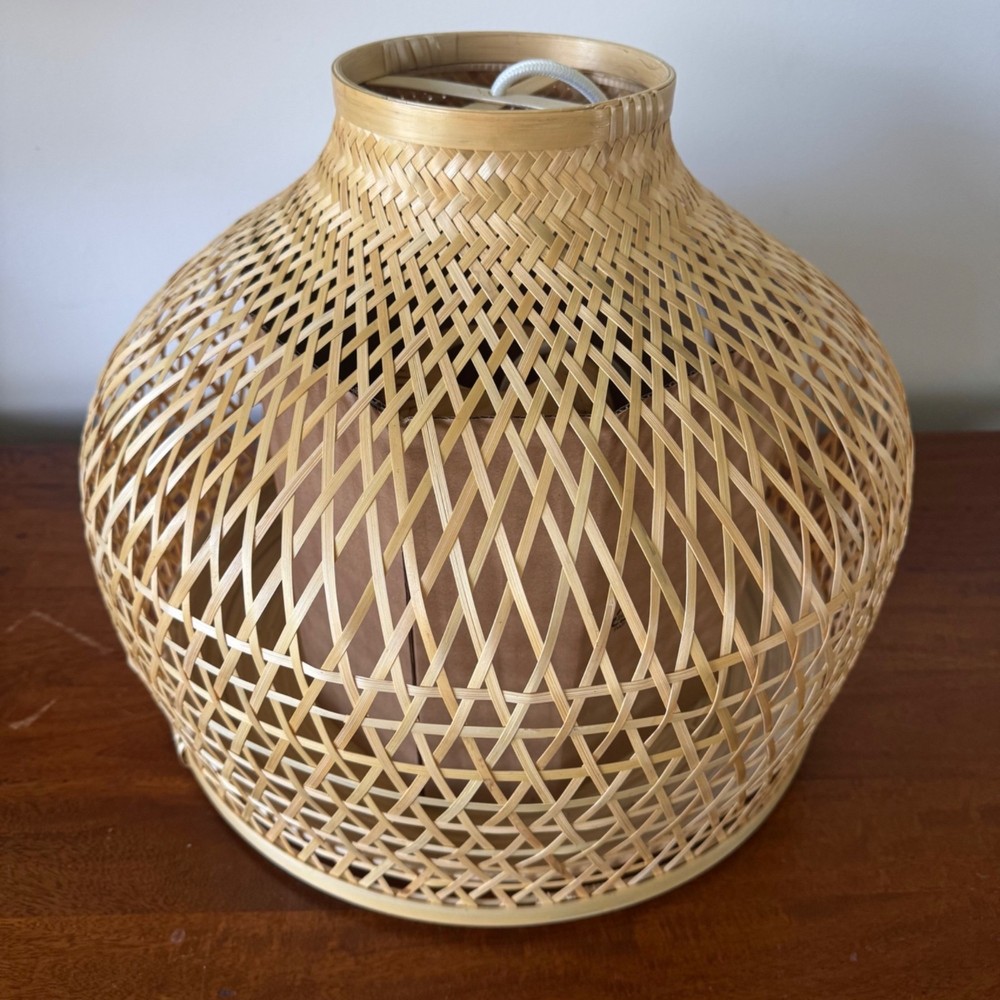 IKEA MISTERHULT Woven Bamboo Pendant Lamp Shade Boho Light Fixture Emma Olbers