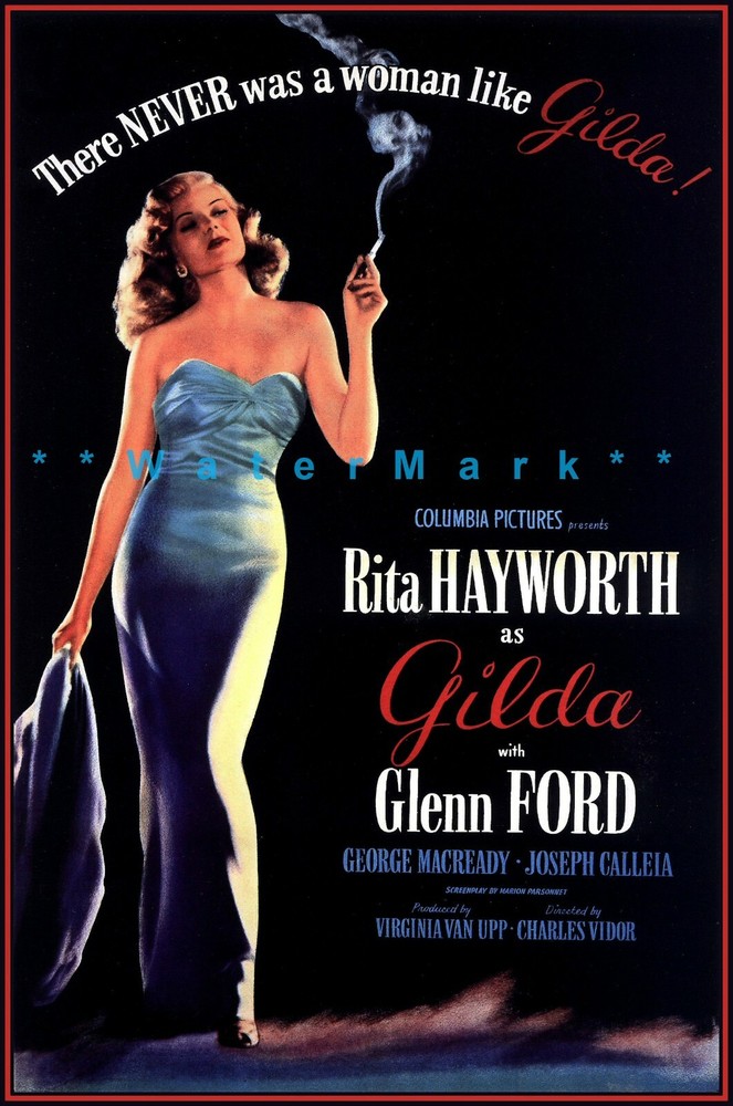 Gilda 1946 Movie Rita Hayworth Glenn Ford Vintage Poster Print Retro Film Decor
