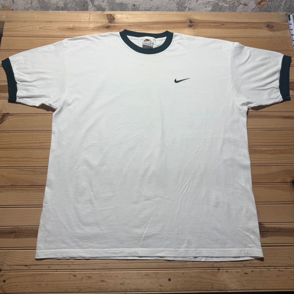 Vintage 90s Nike Sportswear Mini Swoosh Blank Ringer Athletic T-Shirt USA - XXL