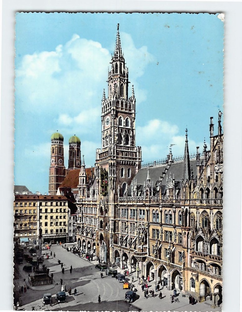 Postcard Town Hall and Church of our Lady Munich Germany